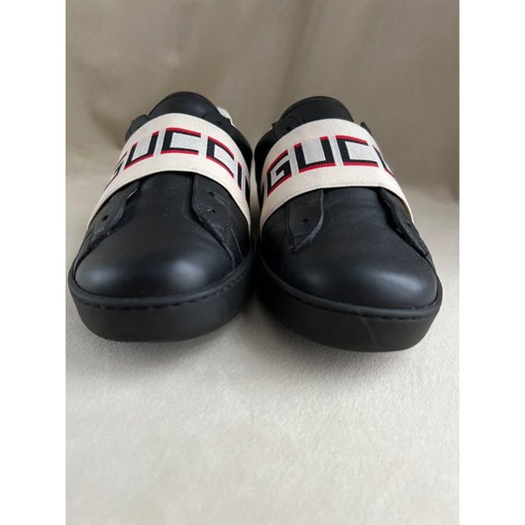 GUCCI ACE MENS BLACK LEATHER SNEAKER 5.5 - Picture 5 of 11